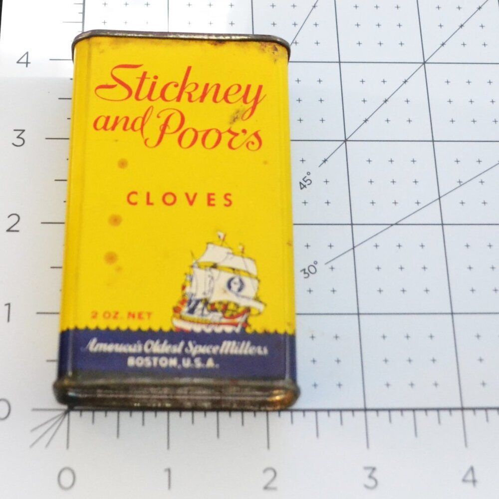 Vintage Spice Tin For Retro Kitchen Decor Stickney And Poors Cloves Boston - Picture 3 of 3